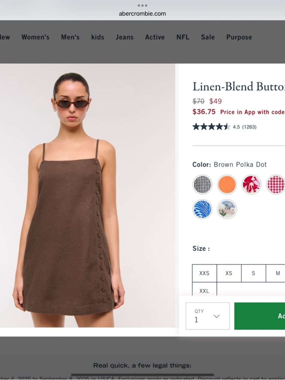 Abercrombie & Fitch Linen-Blend Button Skort Mini Dress